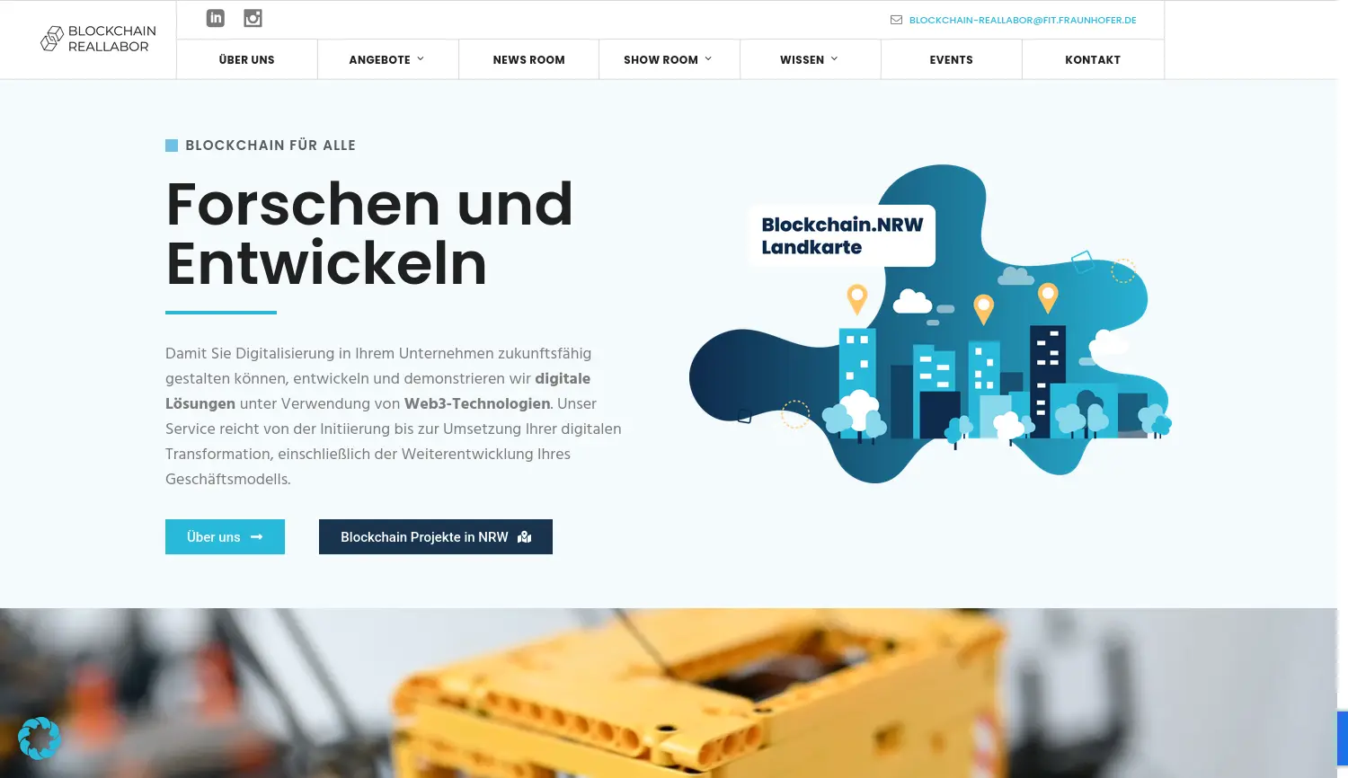 Website der Firma Blockchain-Reallabor