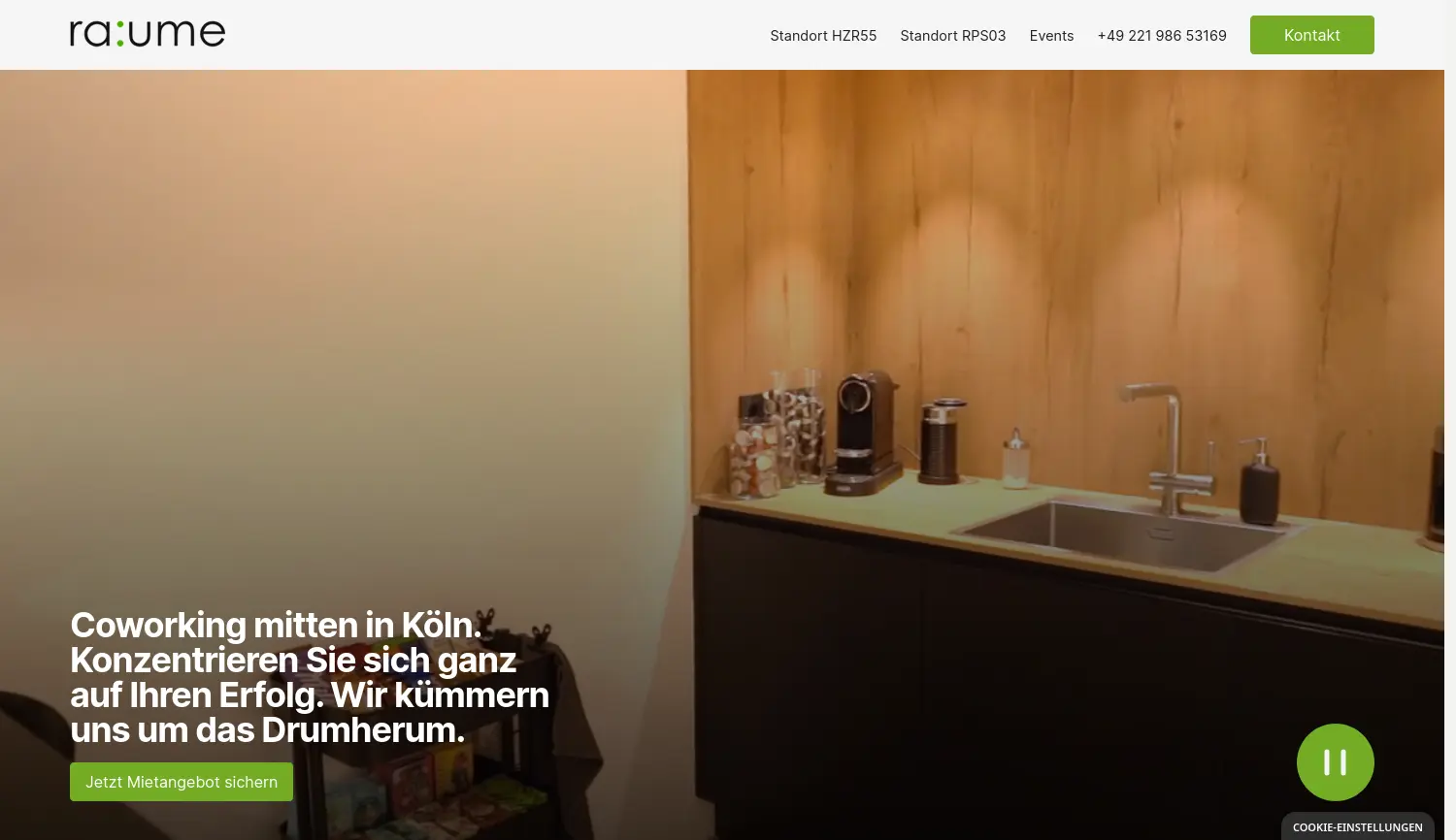 Website der Firma ra:ume GmbH