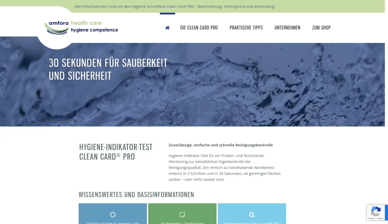 Website der Firma amfora health care GmbH
