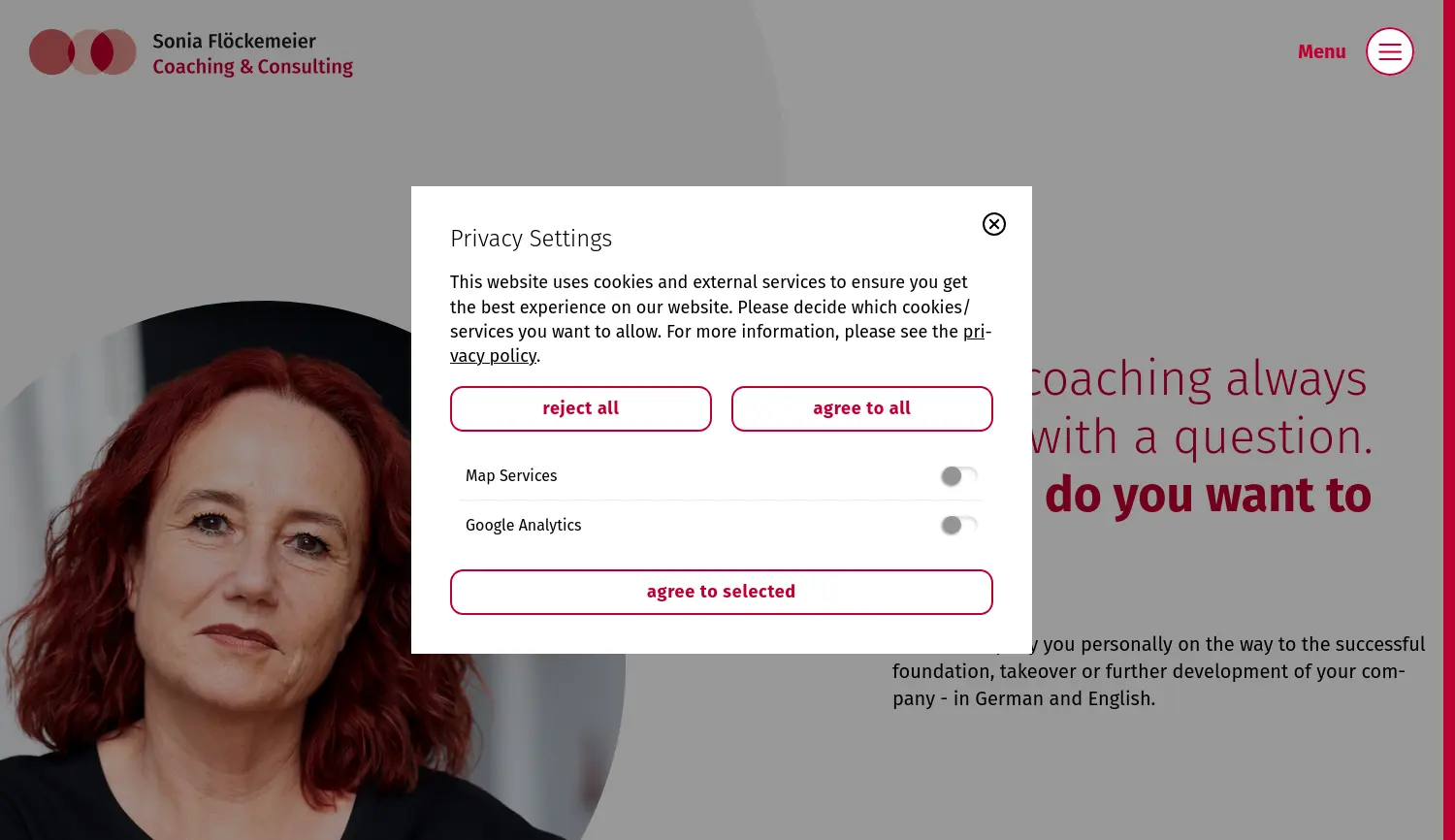 Website der Firma Sonia Flöckemeier