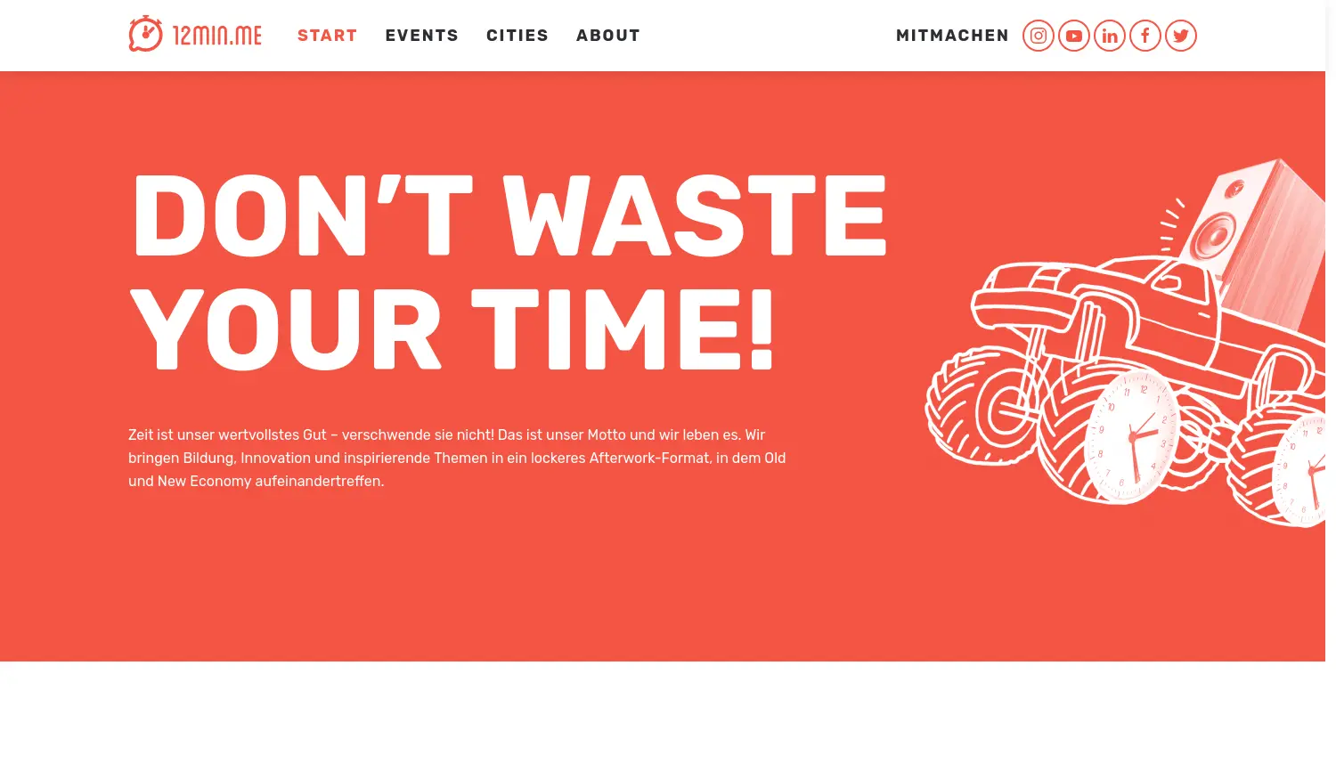 Website der Firma 12min.me e.V.