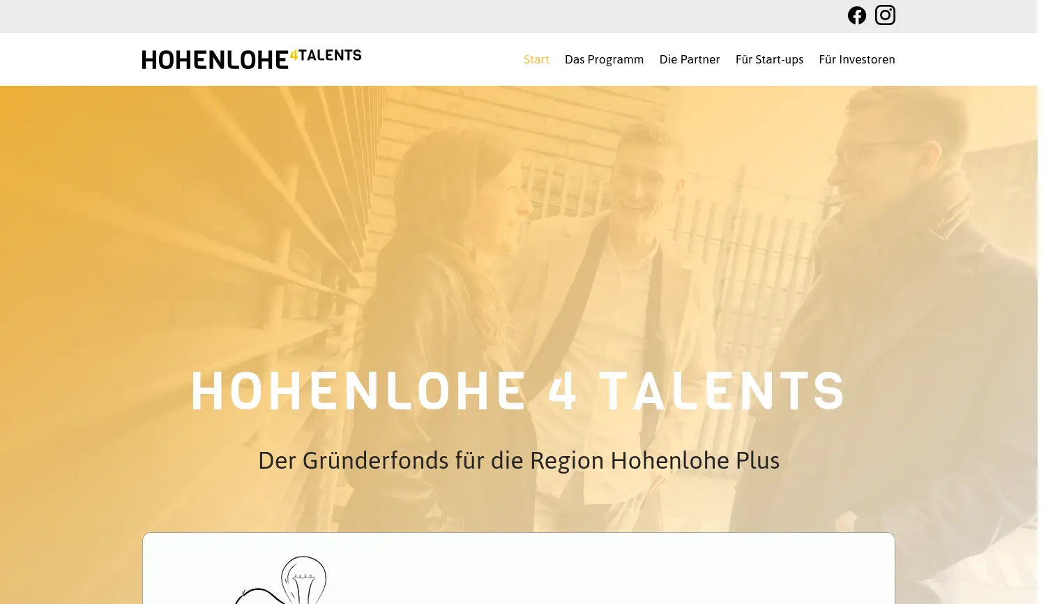 Website der Firma HOHENLOHE PLUS e.V.