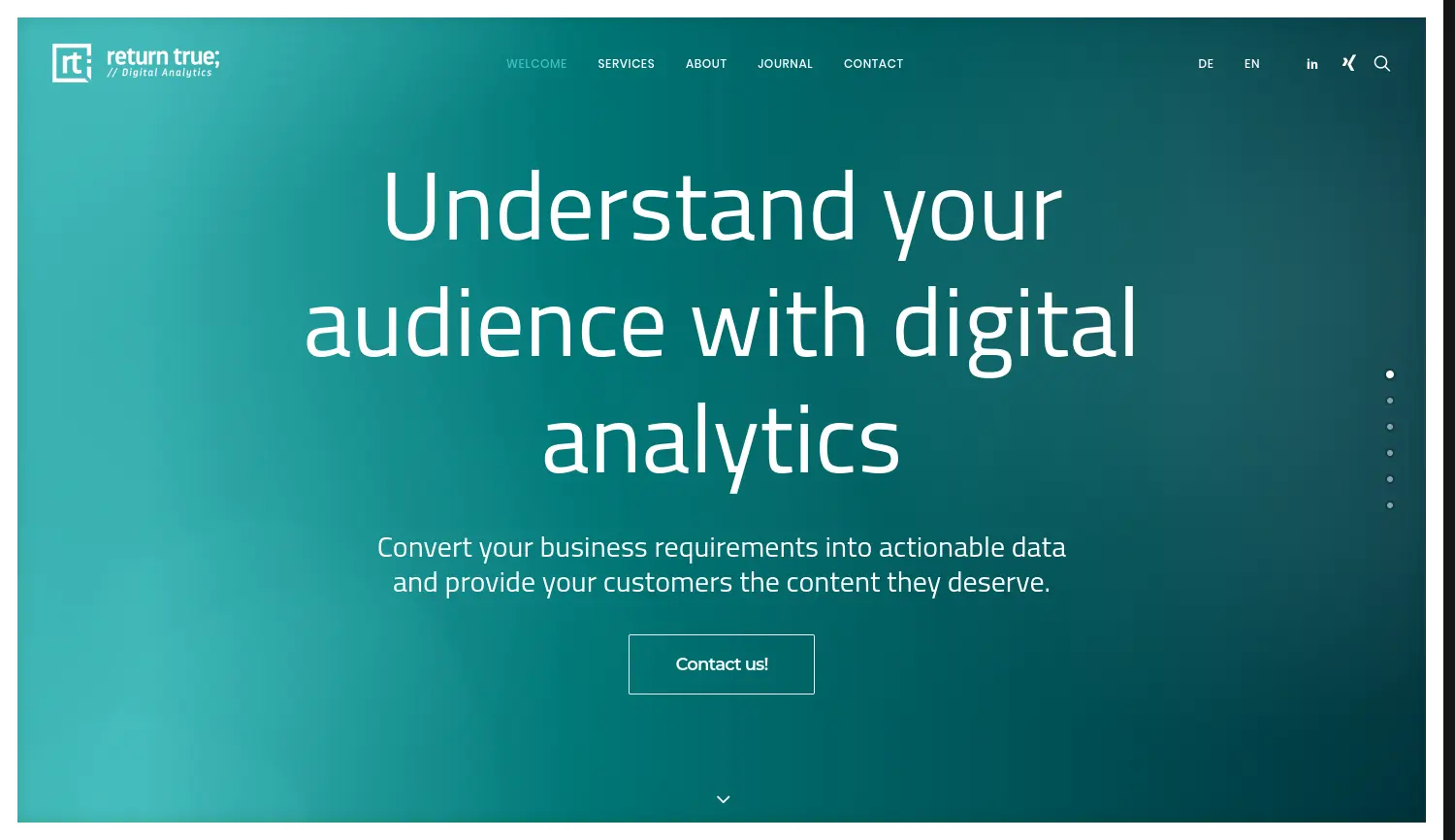 Website der Firma return true GmbH