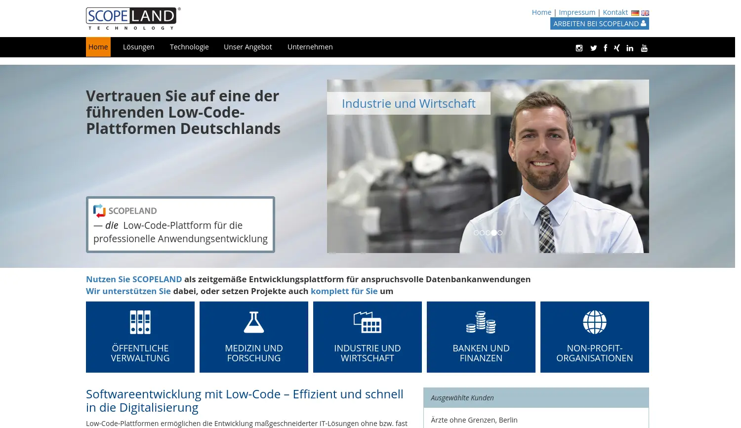 Website der Firma Scopeland Technology GmbH