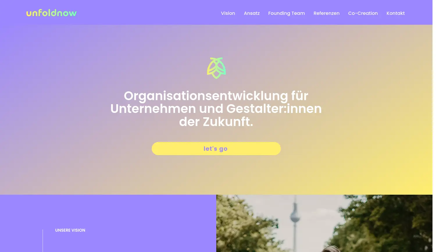 Website der Firma unfoldnow GmbH