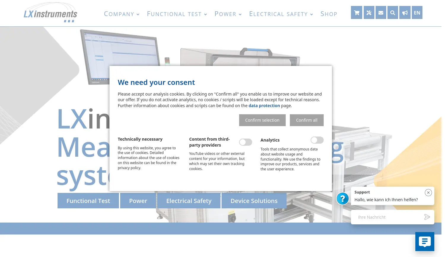 Website der Firma LXinstruments GmbH