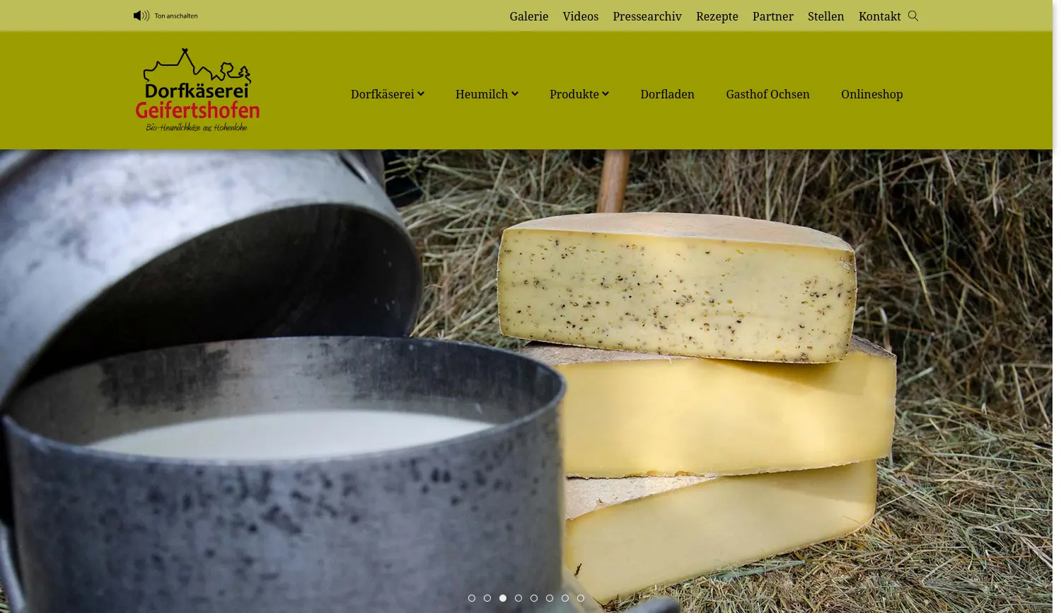 Website der Firma Dorfkäserei Geifertshofen AG