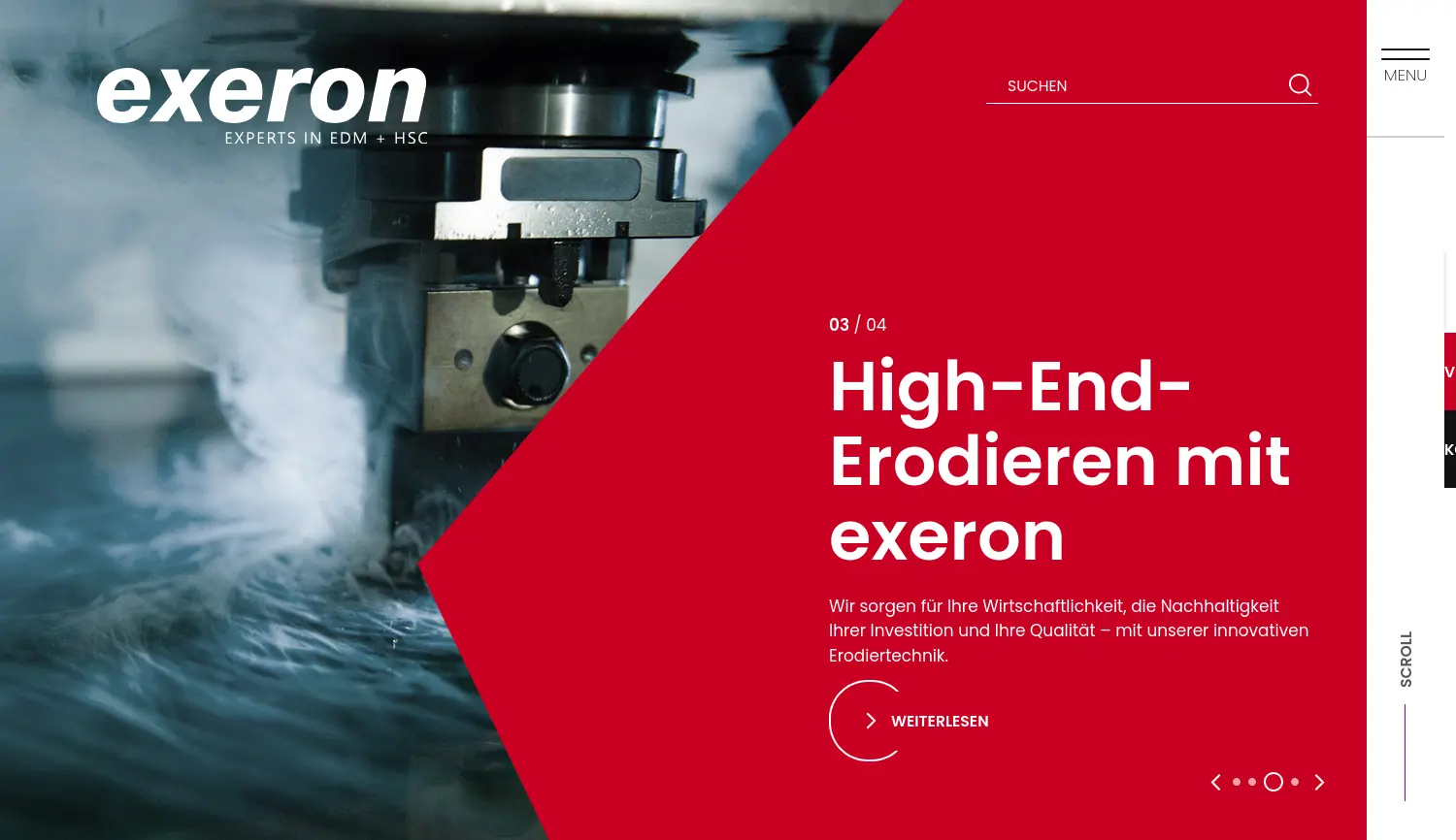 Website der Firma Exeron GmbH