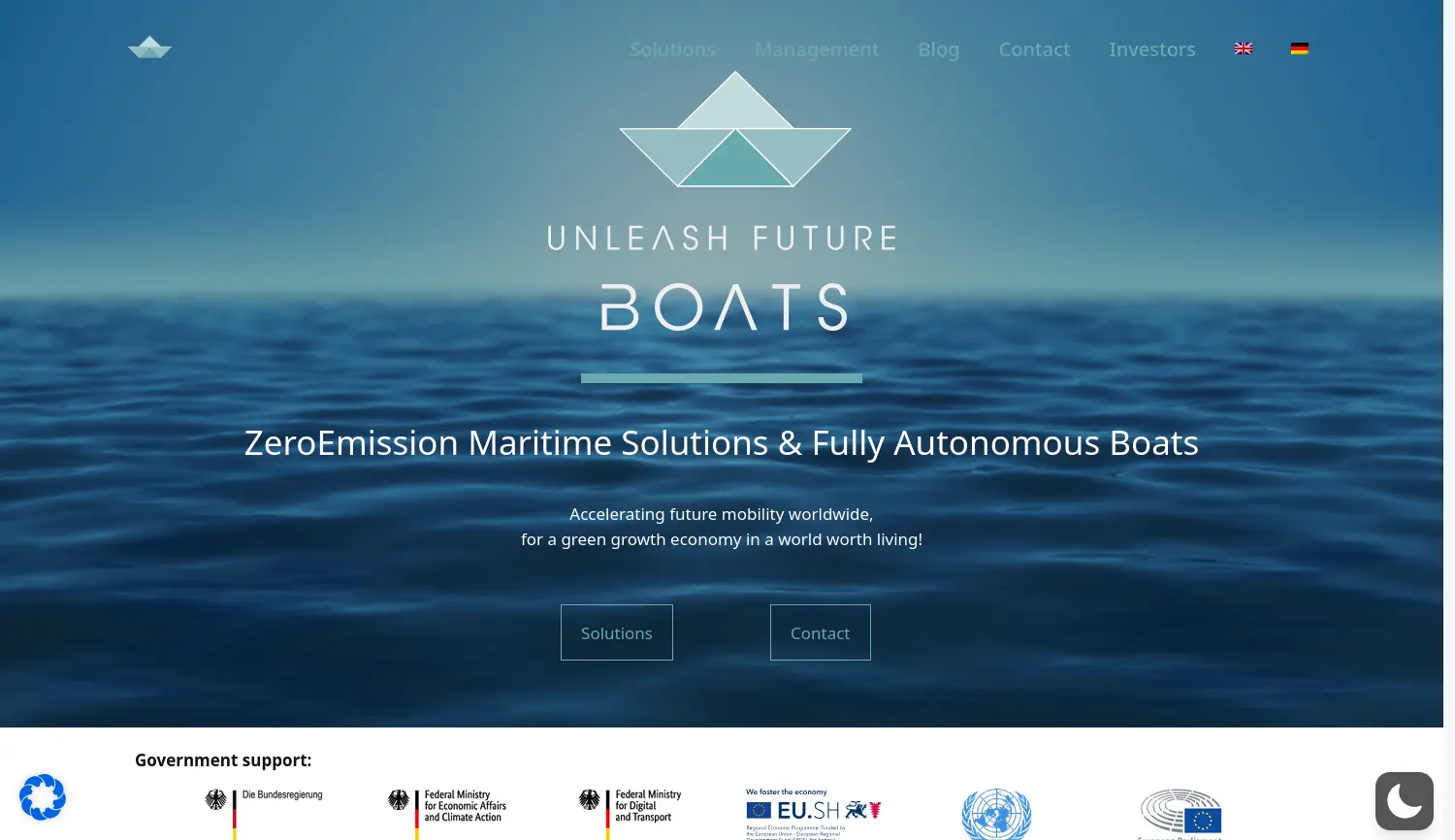 Website der Firma Unleash Future Boats GmbH