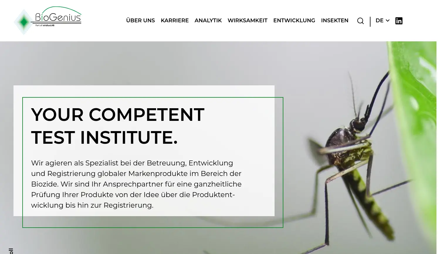 Website der Firma BioGenius GmbH