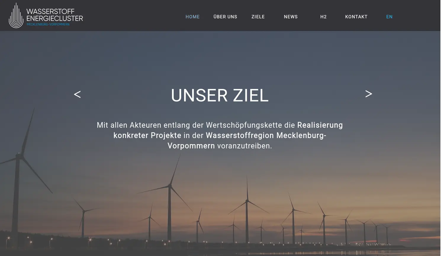 Website der Firma Wasserstoffenergiecluster Mecklenburg-Vorpommern e.V.