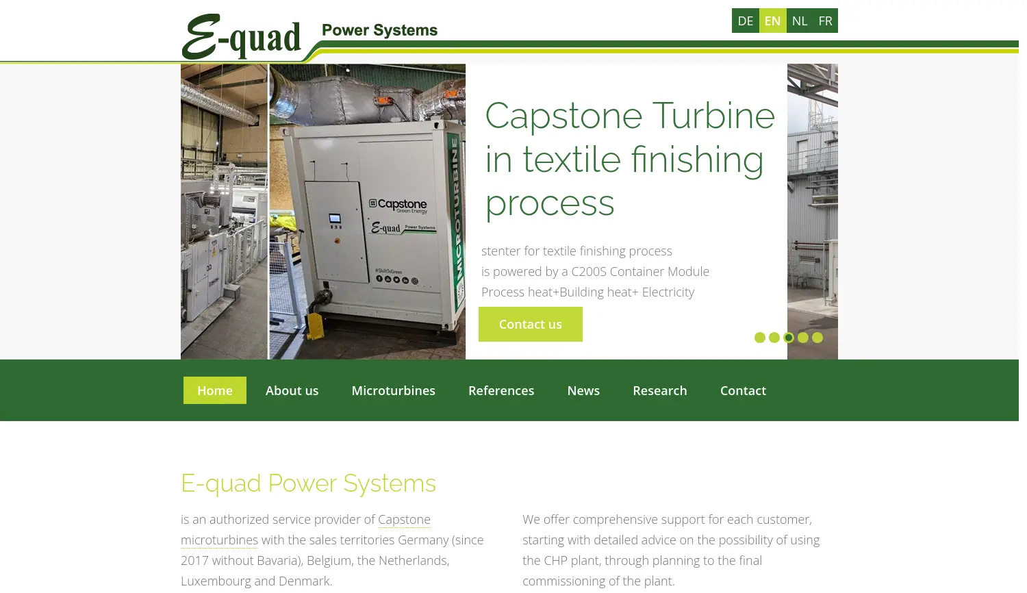 Website der Firma E-quad Power Systems GmbH