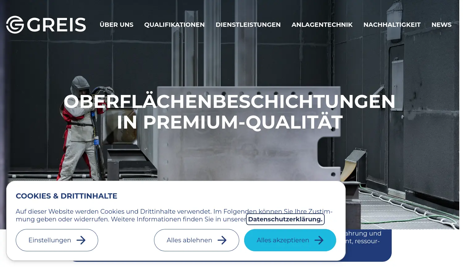 Website der Firma Greis Beschichtungstechnik GmbH & Co. KG
