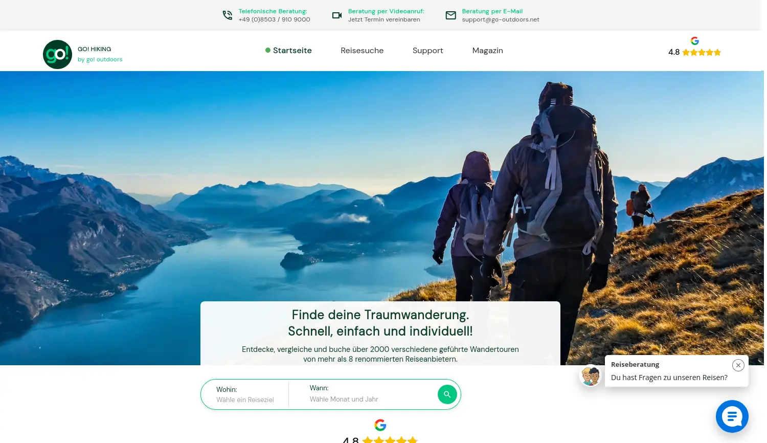 Website der Firma NewTravel GmbH