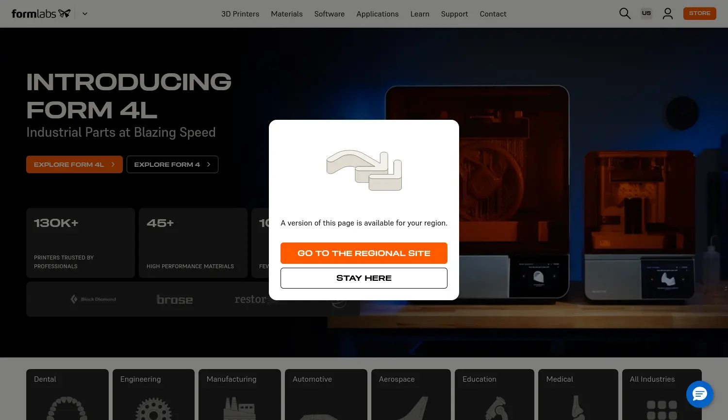 Website der Firma Formlabs GmbH