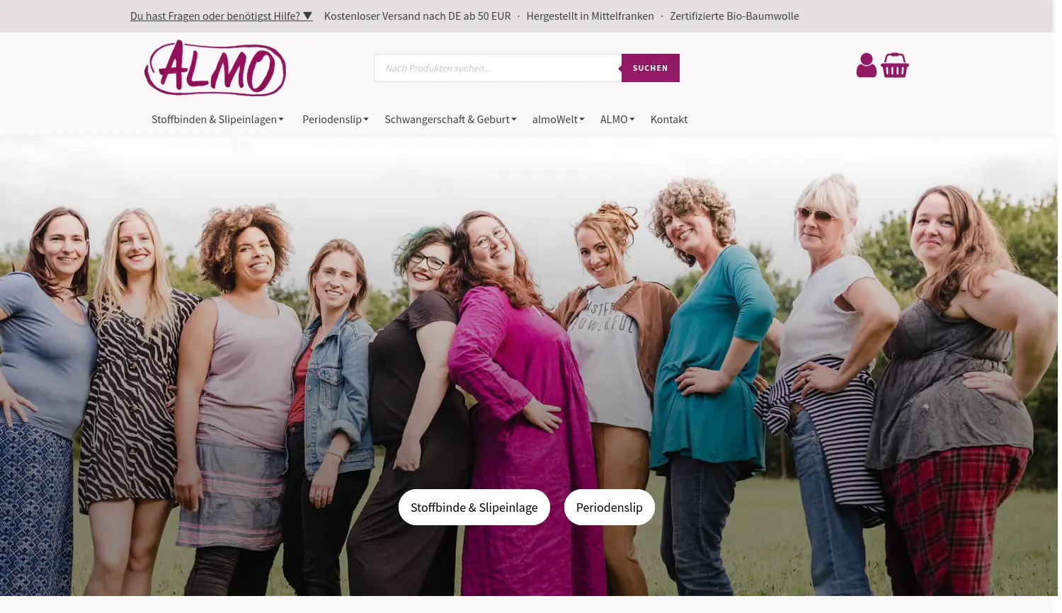 Website der Firma Natürlich ALMO