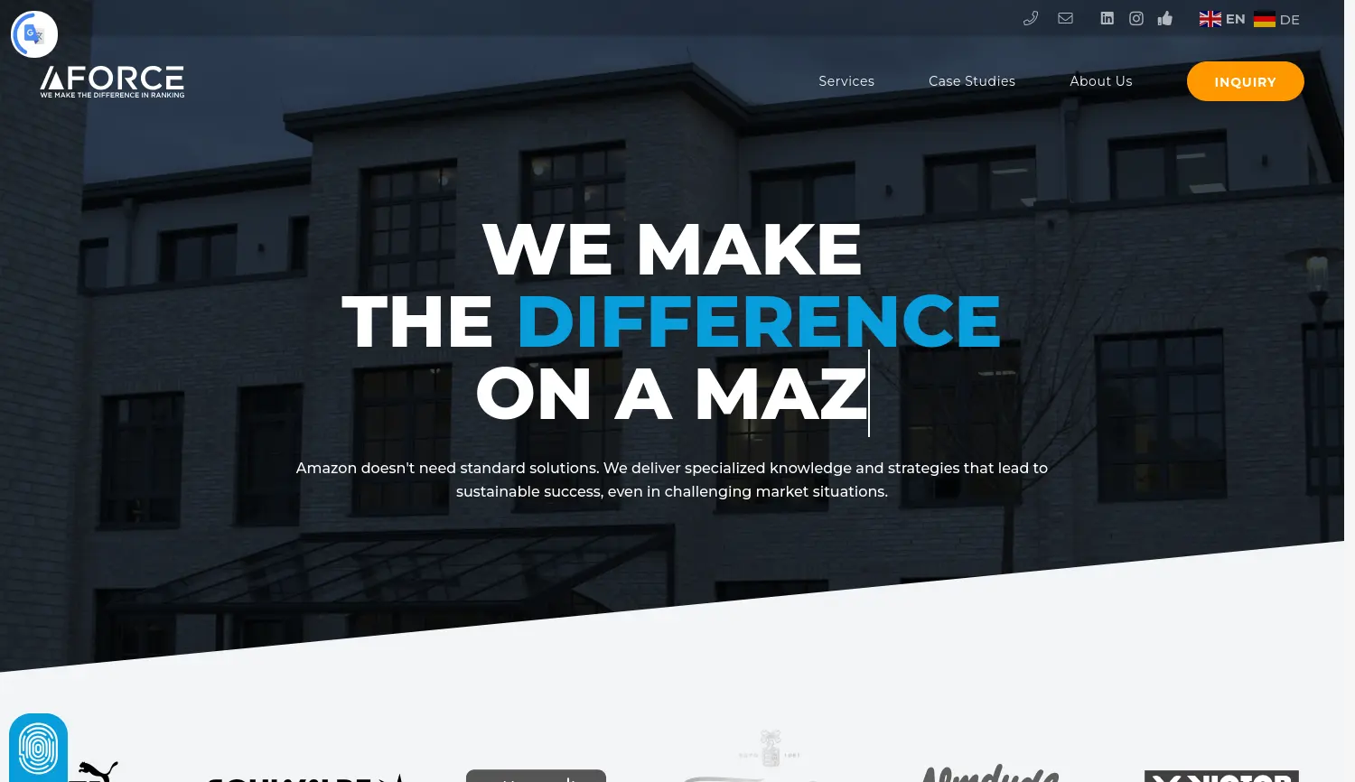 Website der Firma A-Force GmbH