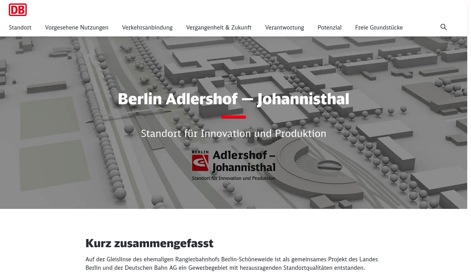 Website der Firma Berlin Adlershof-Johannisthal