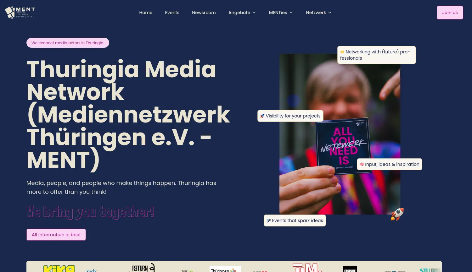 Website der Firma Mediennetzwerk Thüringen e.V.