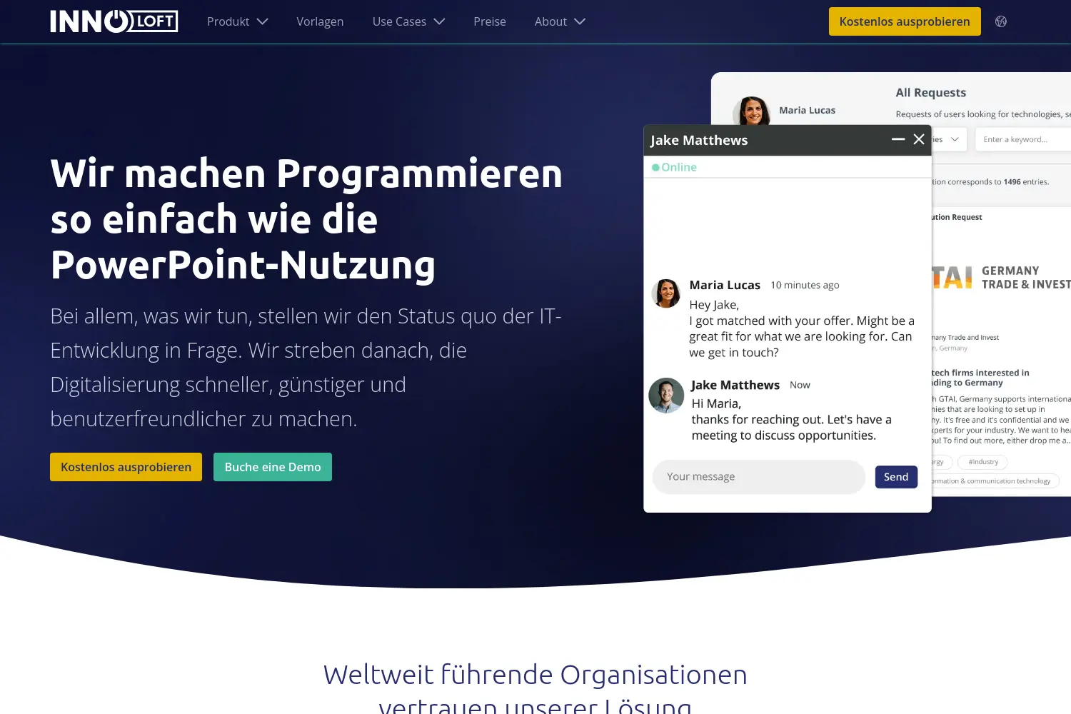 Website der Firma Innoloft GmbH