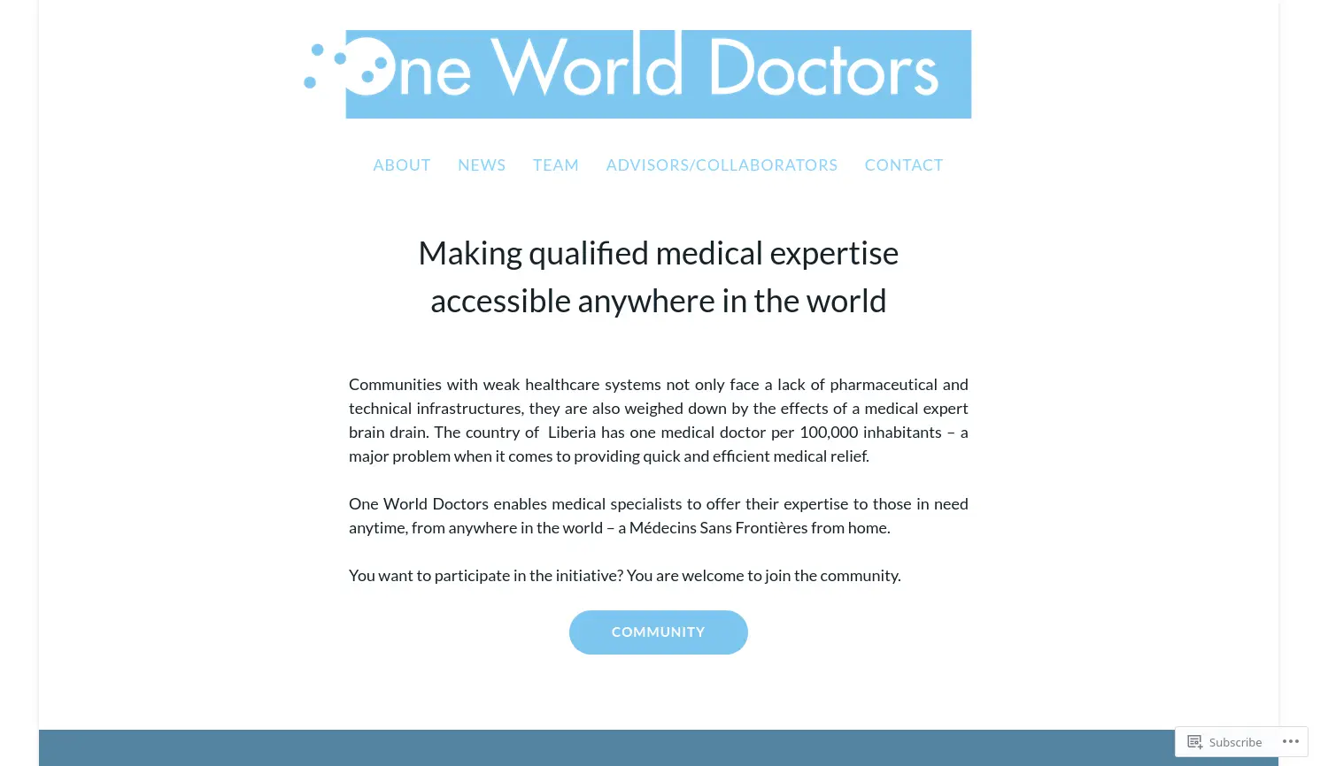 Website der Firma One World Doctors GbR