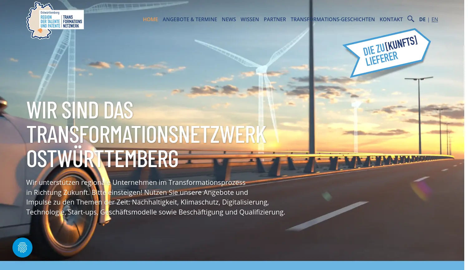 Website der Firma Zukunftslieferer