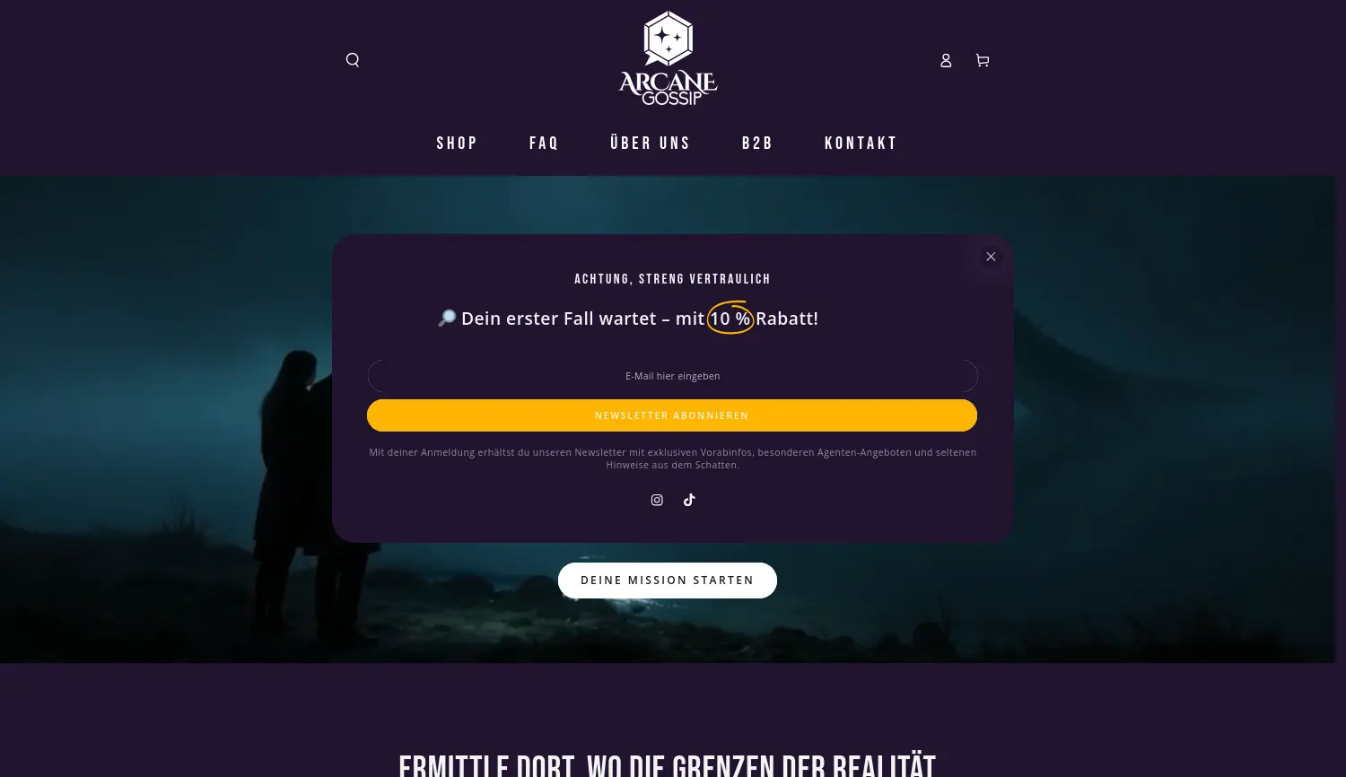 Website der Firma Arcane Gossip