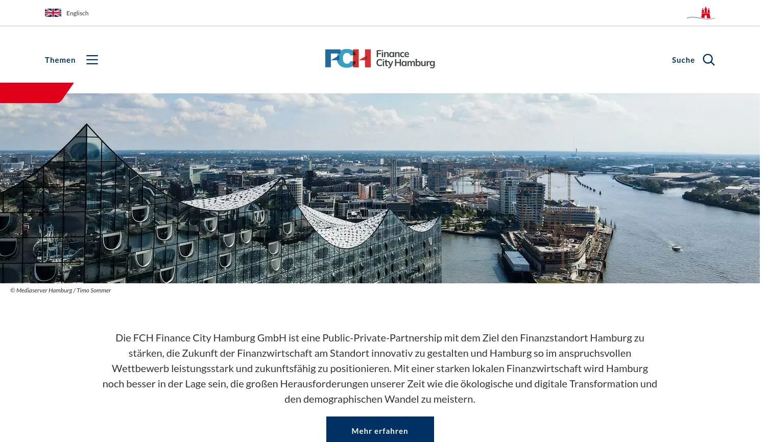 Website der Firma FCH Finance City Hamburg GmbH