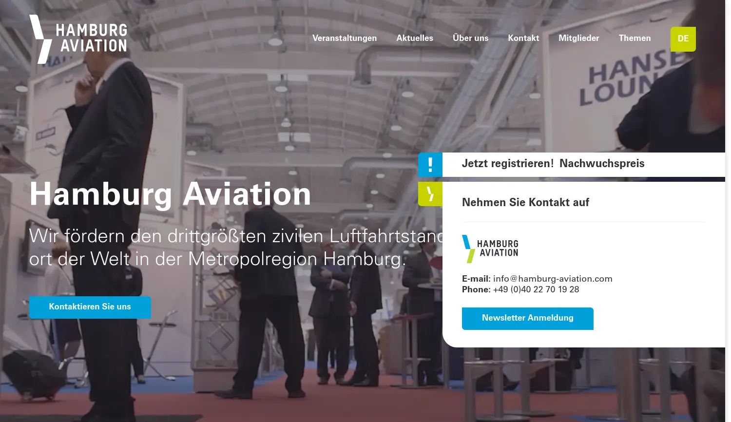 Website der Firma HAMBURG AVIATION e.V.