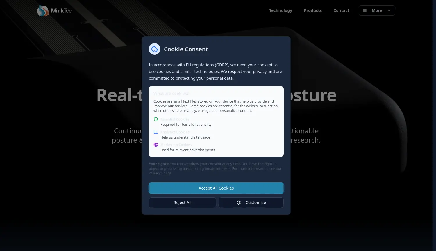 Website der Firma MinkTec GmbH