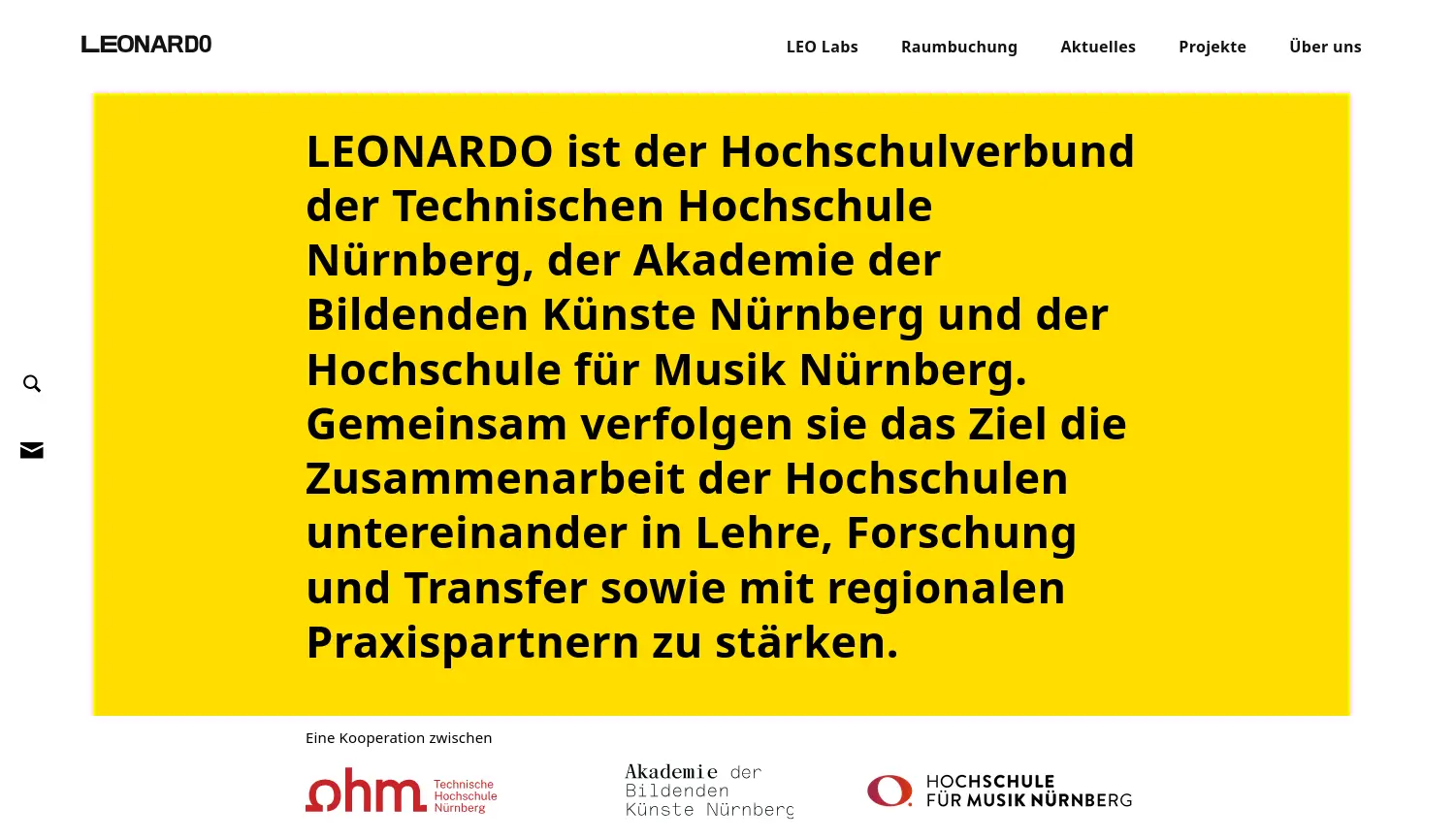 Website der Firma LEONARDO – Zentrum für Kreativität und Innovation