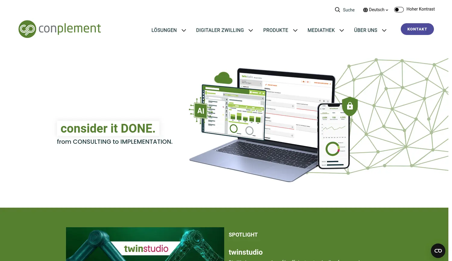 Website der Firma conplement AG