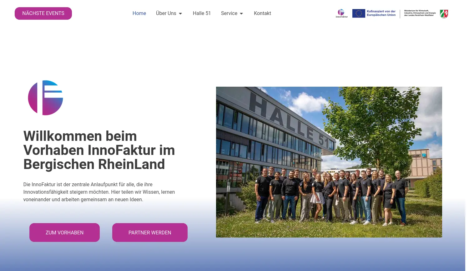 Website der Firma Innovation Hub Bergisches RheinLand e.V.