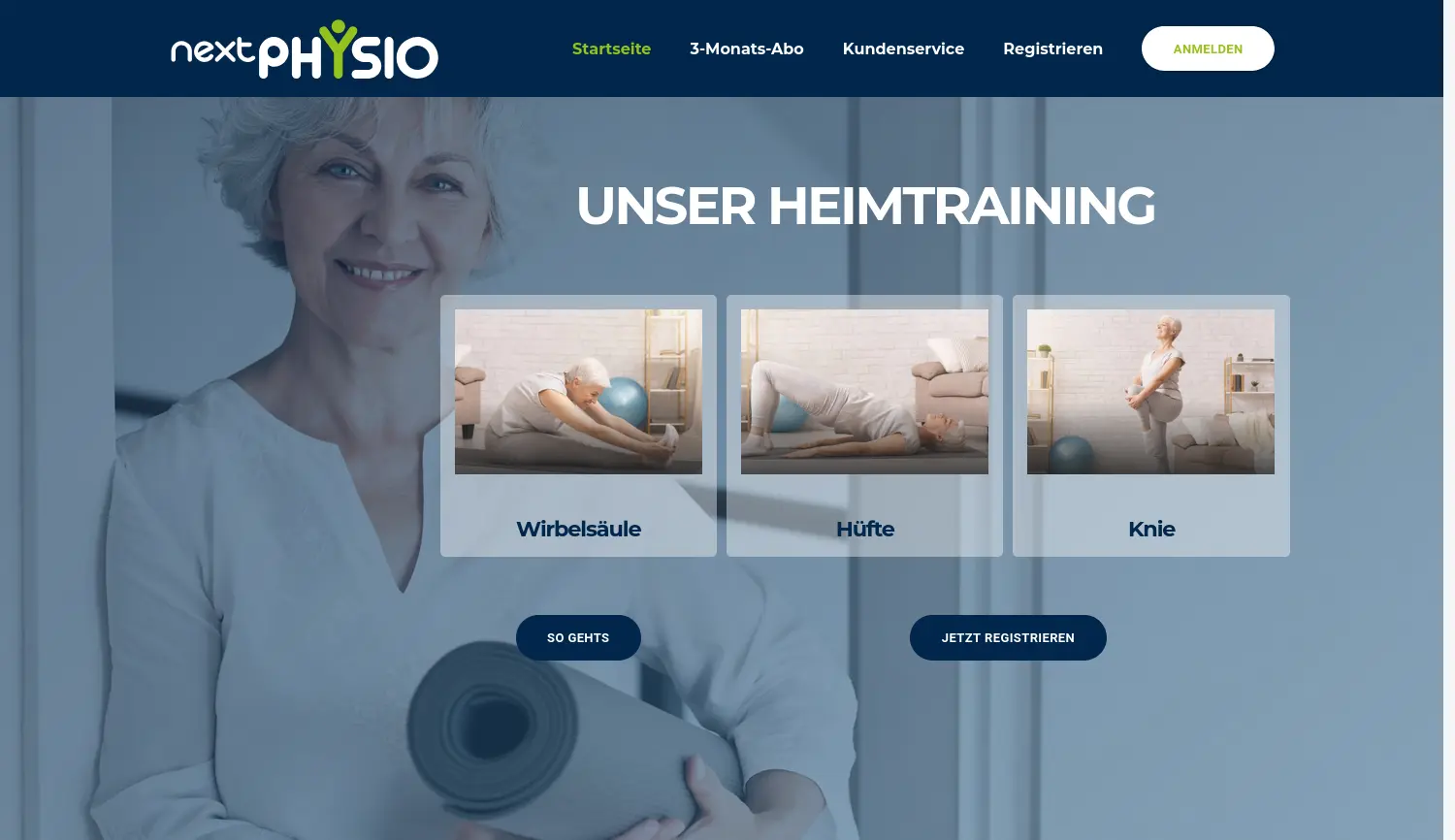 Website der Firma NextPhysio