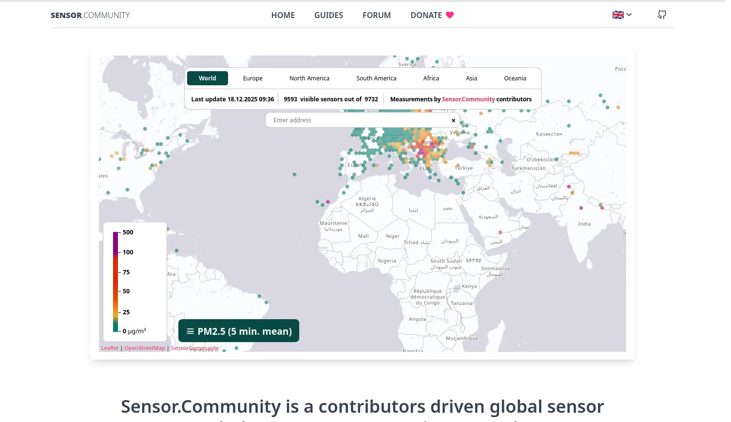 Website der Firma Sensor.Community
