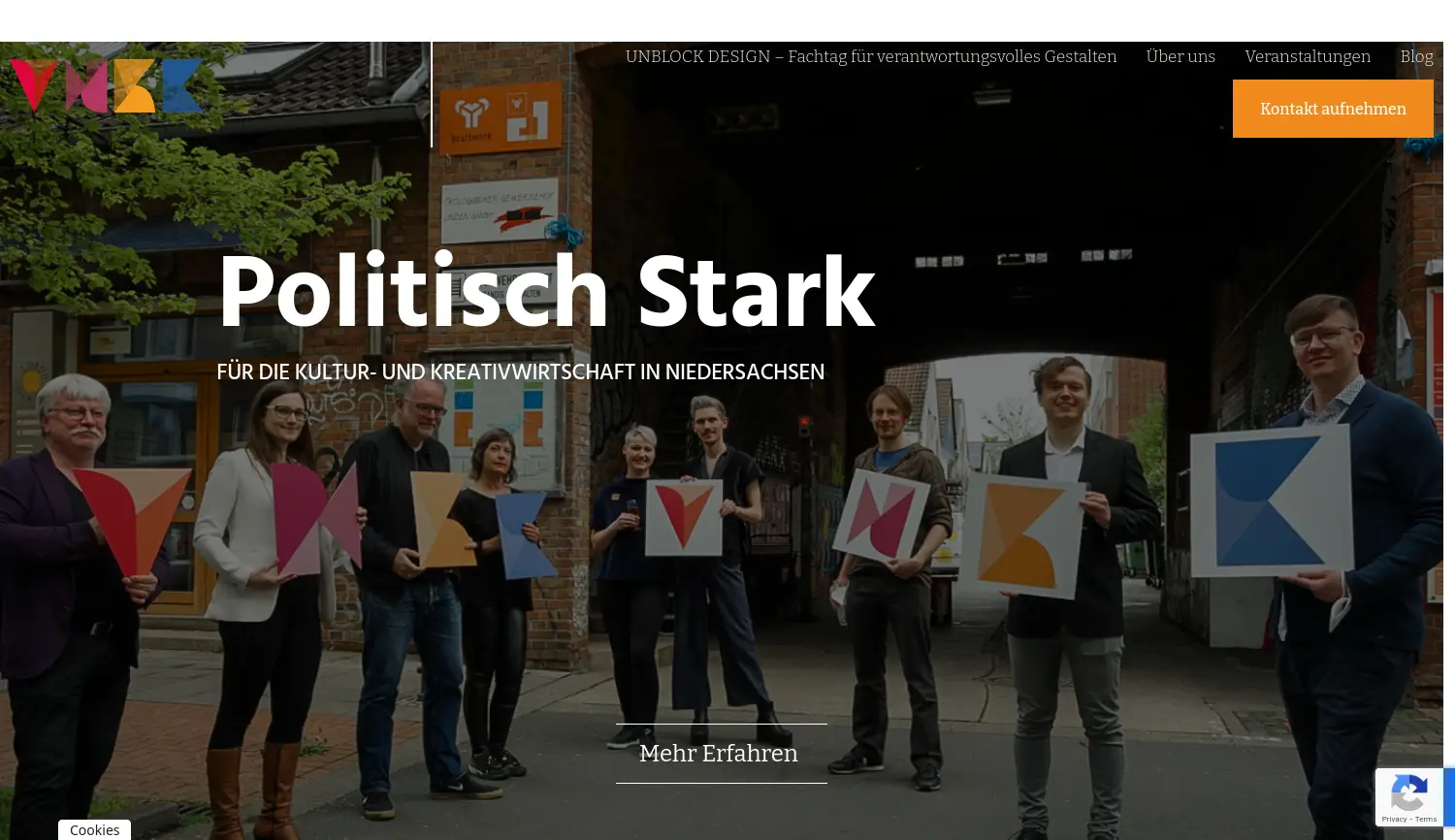 Website der Firma VNKK – Verband der niedersächsischen Kultur- und Kreativwirtschaft