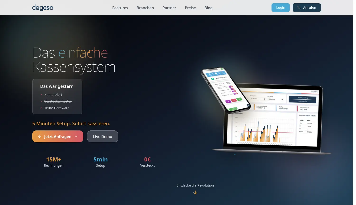 Website der Firma degaso GmbH