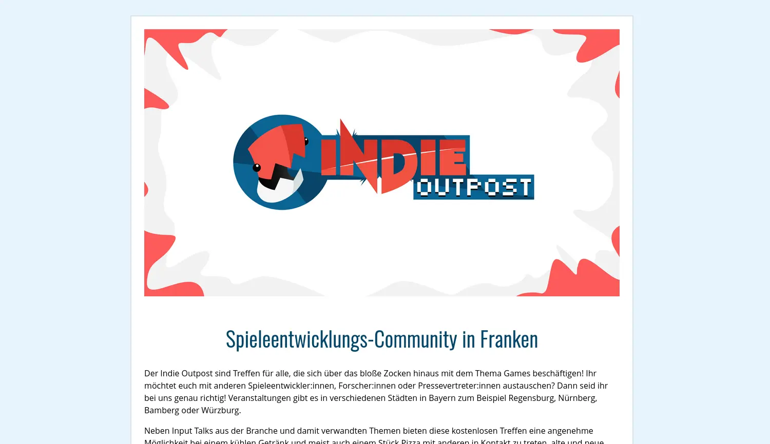 Website der Firma Indie Outpost