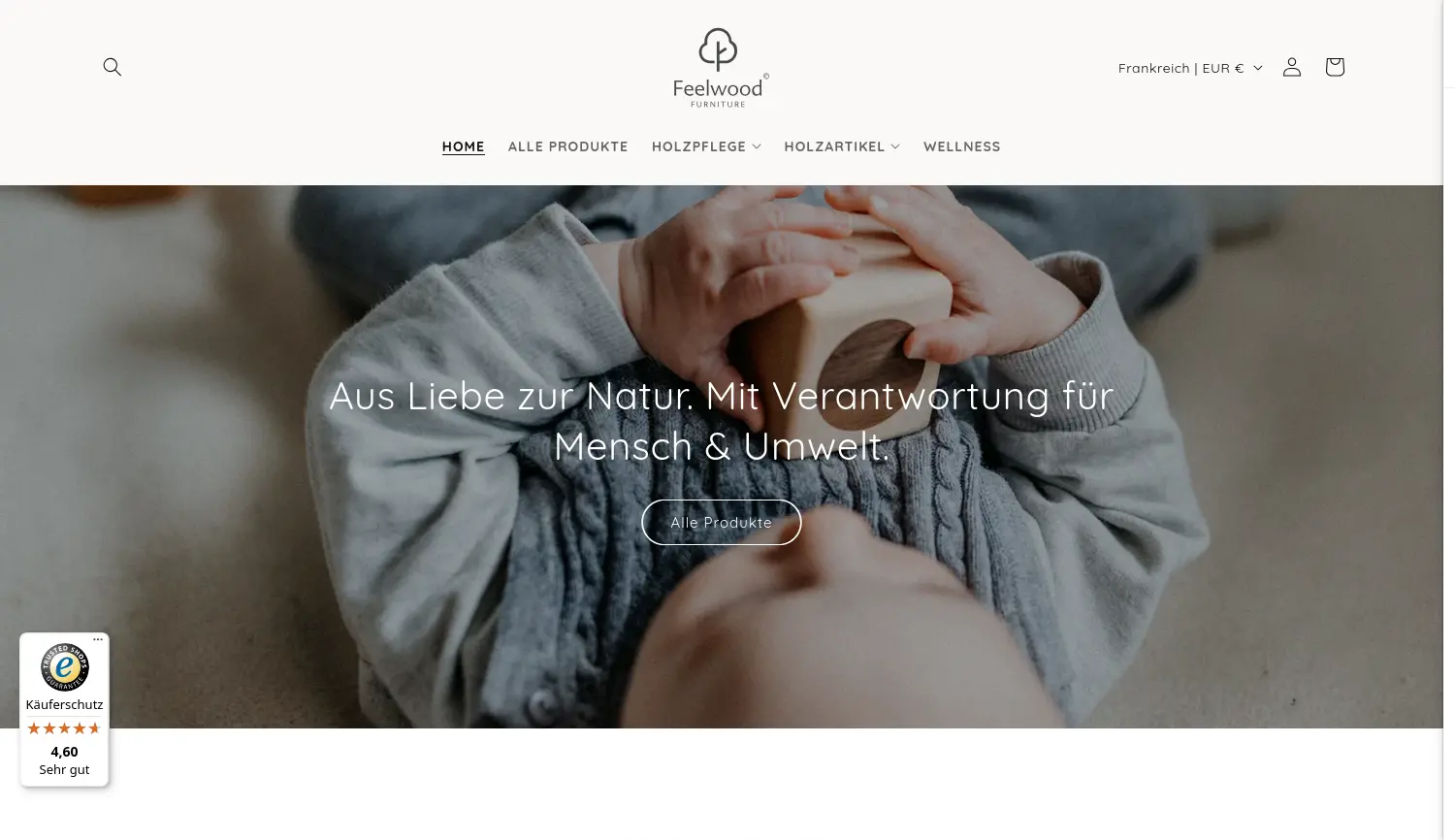 Website der Firma Feelwood Furniture