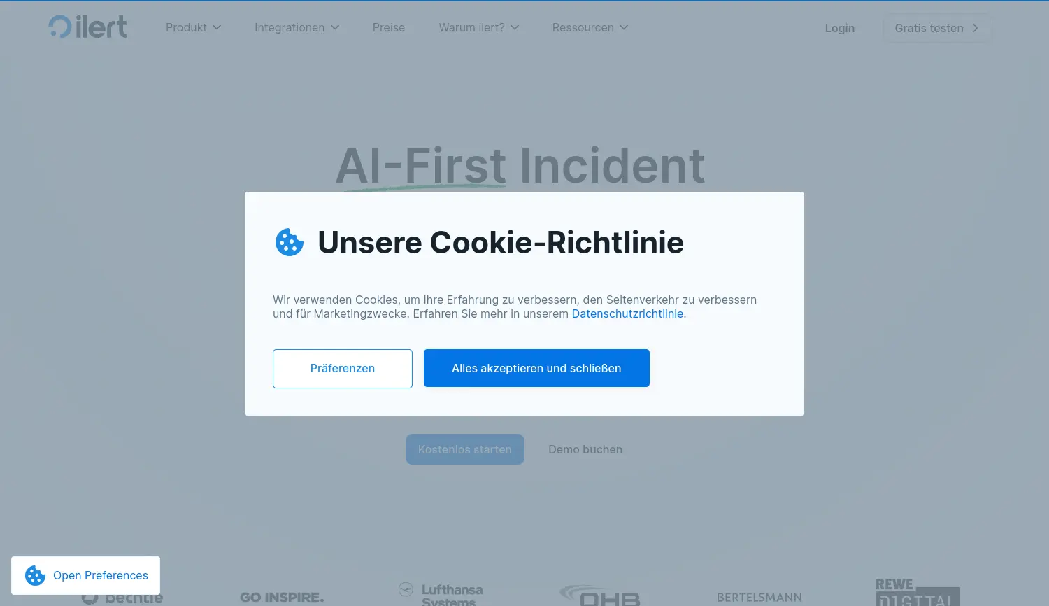 Website der Firma ilert GmbH
