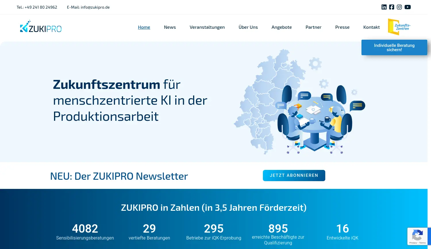 Website der Firma Rheinisch-Westfälische Technische Hochschule (RWTH) Aachen