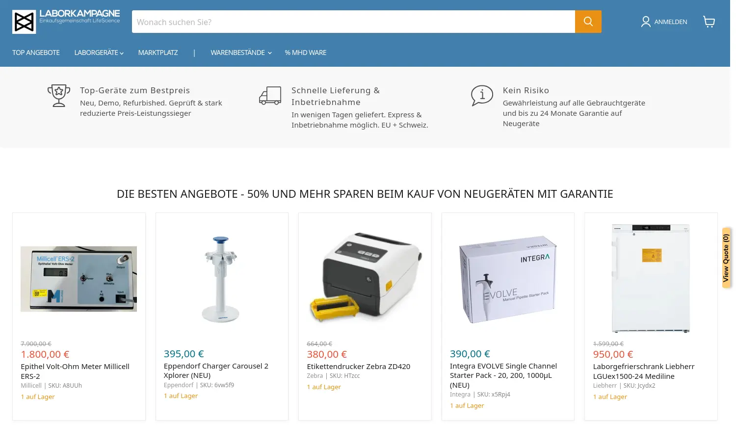 Website der Firma EG LifeScience GmbH