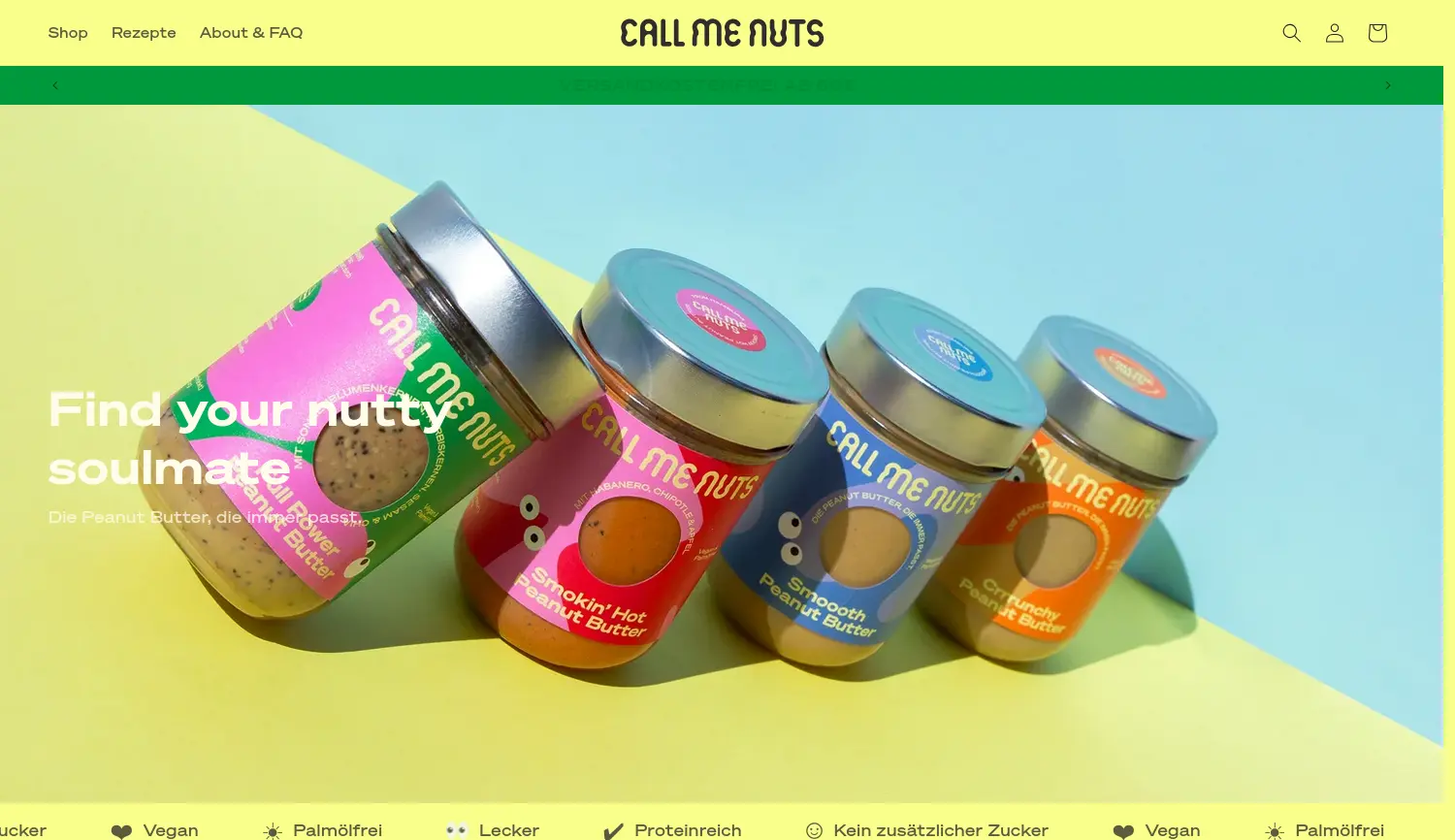 Website der Firma CALL ME NUTS
