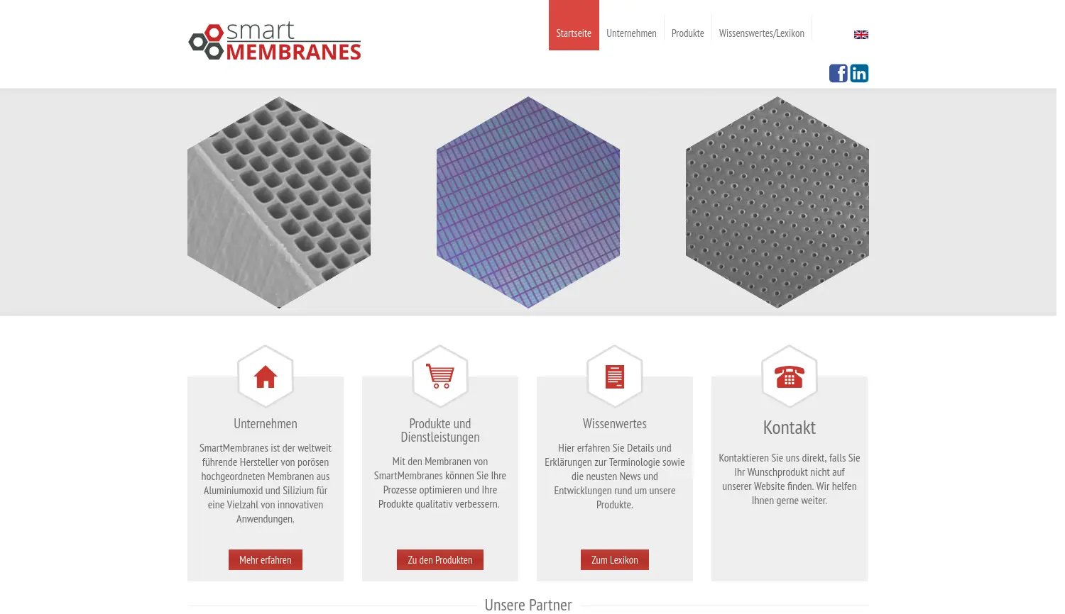 Website der Firma SmartMembranes GmbH