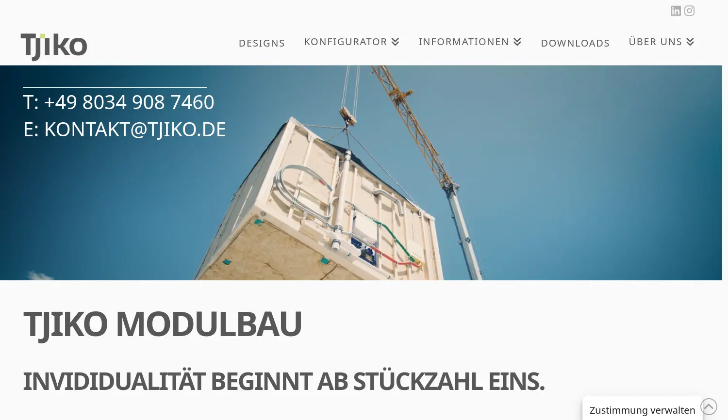 Website der Firma Tjiko GmbH