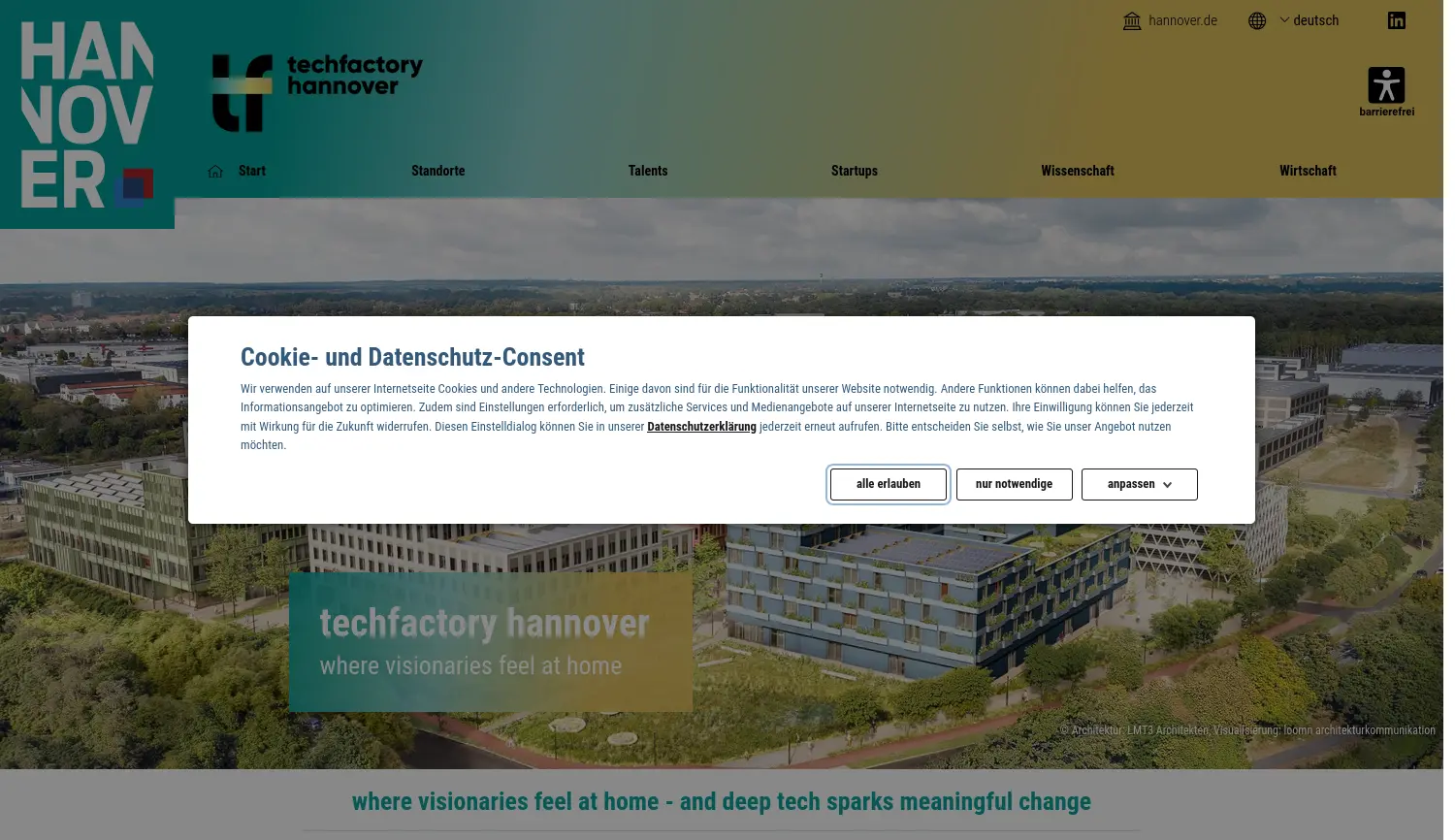 Website der Firma Region Hannover Wirtschafts- und Beschäftigungsförderung