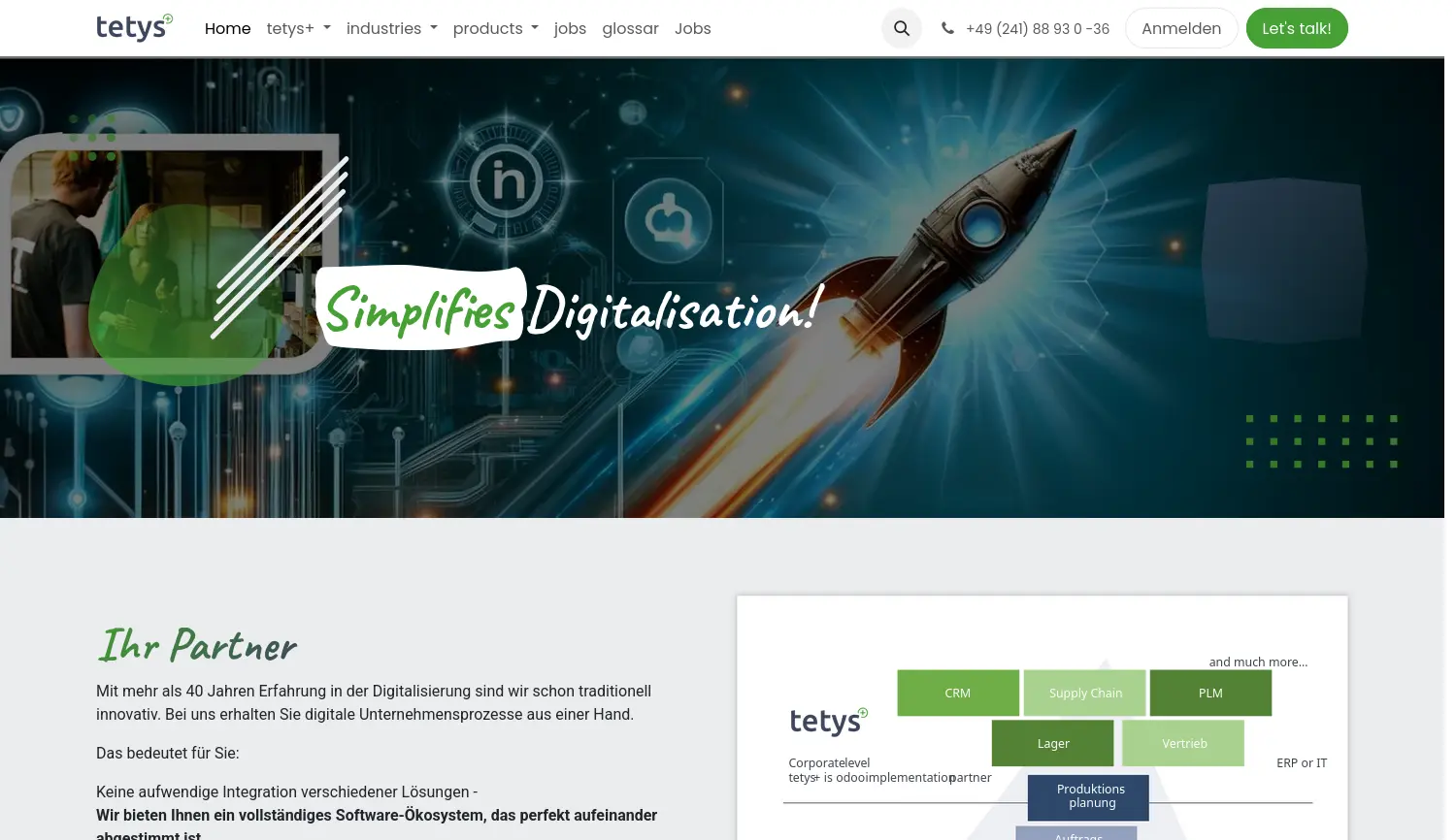 Website der Firma tetys Plus GmbH