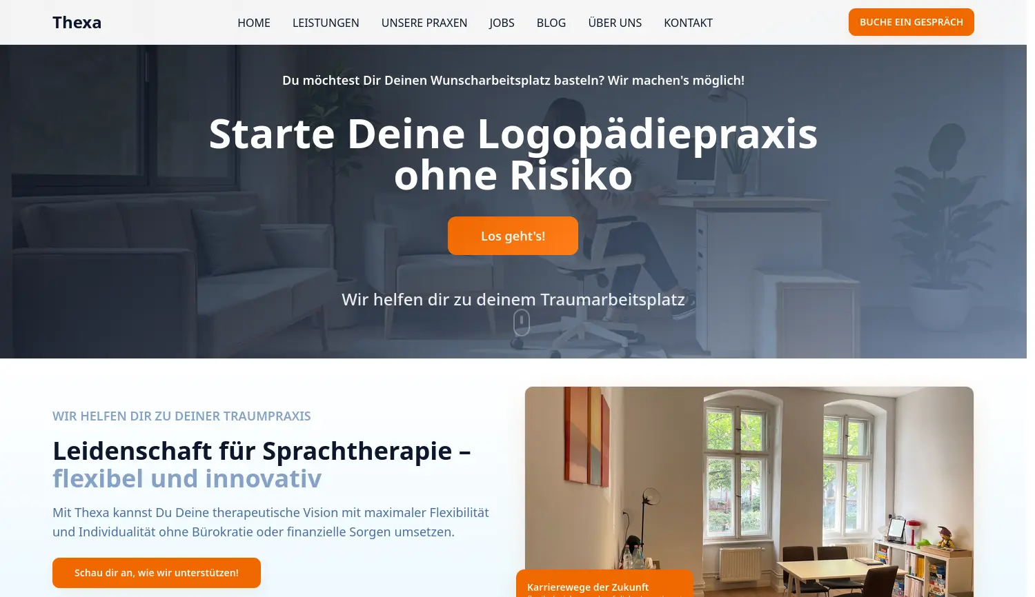 Website der Firma Thexa GmbH