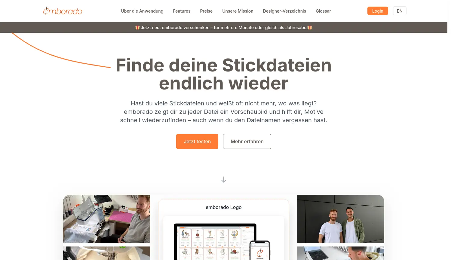 Website der Firma emborado GmbH & Co. KG