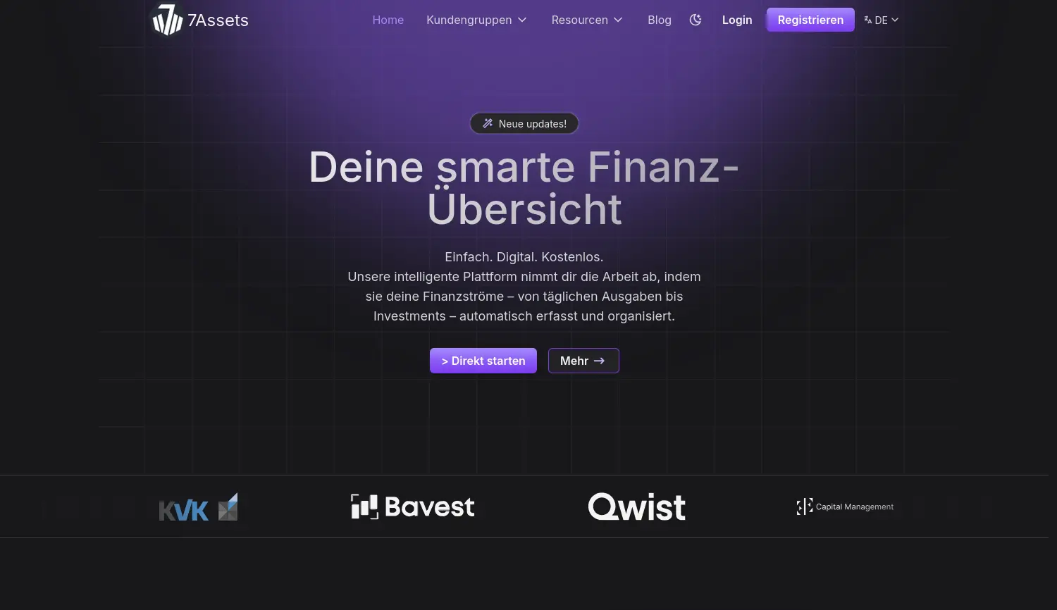 Website der Firma 7Assets GmbH